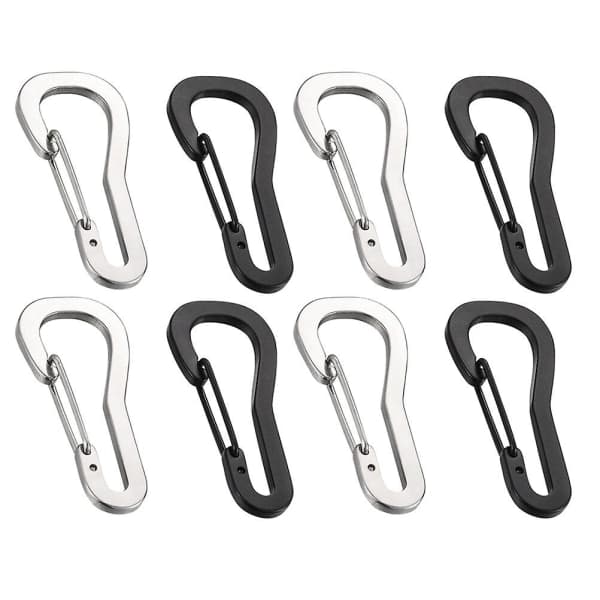 8 stk Karbinhake Clips Rustfrit Stål Karbinhake Spænder Metal Nøgleholder Assorteret Farve 5X2.3X0.25cm IC