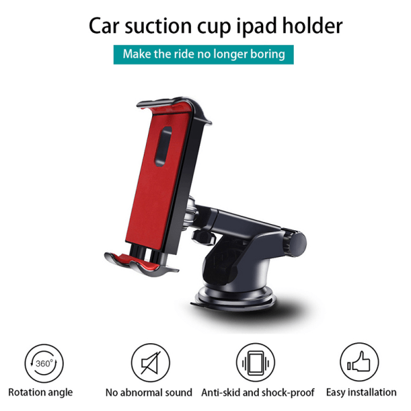 IC 7 8 9 10 11Tums Tablet-tietokoneen teline vahvalle imukupille Autoteline Punainen