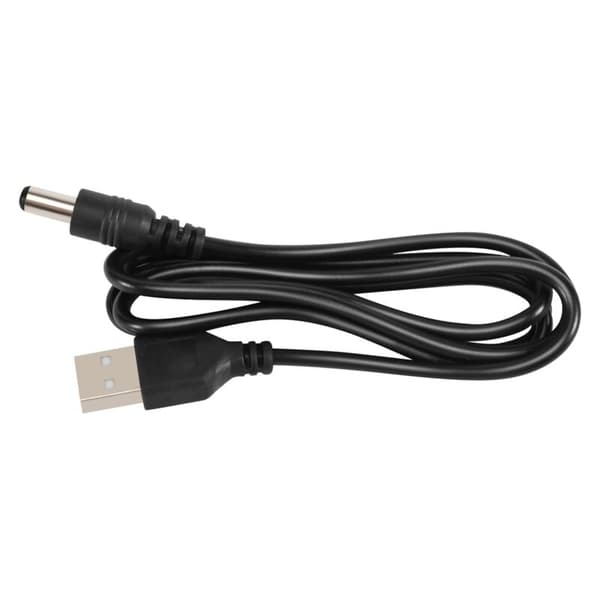 USB till 5,5 mm/2,1 mm 5V DC-kontakt strömkabel (Svart, 75 cm)