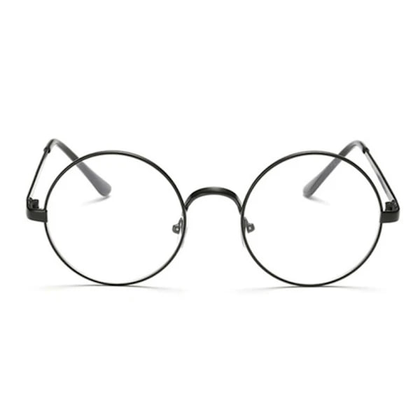 Retro Runde Briller Sort Klart Glas uden Styrke sort sort black
