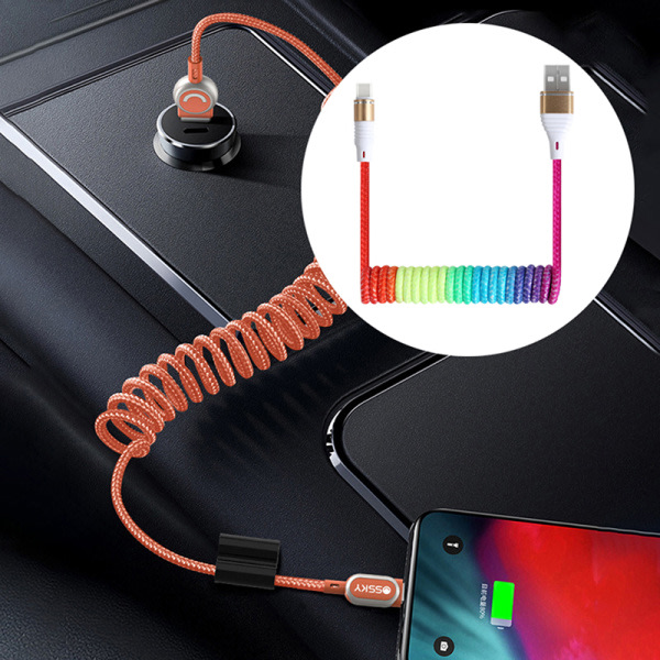 3-i-1 1,2M Indragbar USB-datakabel Typ-C Snabbladdare 3 i 1