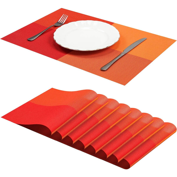 IC 8 bordstabletter Halkfri, vaskebar varmebeständig PVC bordstabletter for matbord Röd