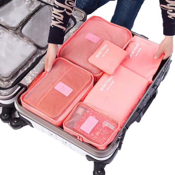 IC 6-delt Organiseringssett for Reisevesker sett Rosa 6 stk