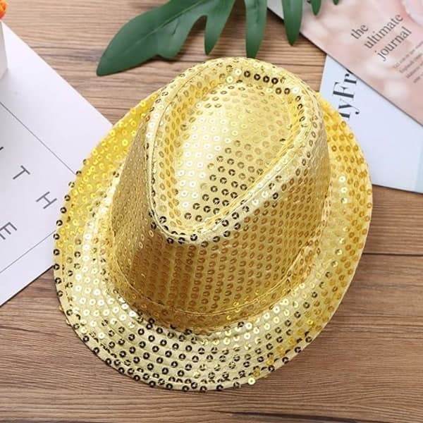 IC Glitterhat / Hat med Paljetter i Guld - Halloween & Maskerade