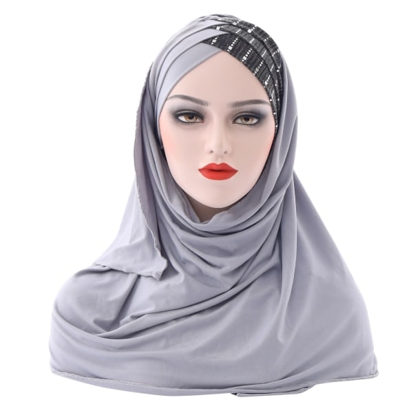 IC Kvinnors Hijab Muslim Hijab Heltäckande Lång Sjal - Ljusgrå