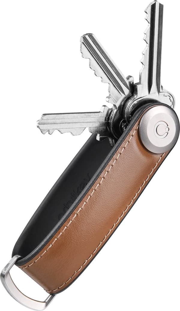 Orbitkey Hybrid Læder Nøgleorganizer, Kompakt Nøgleholder til op til 7 Nøgler med D-ring, Ridsefri EDC Nøglering, Acorn