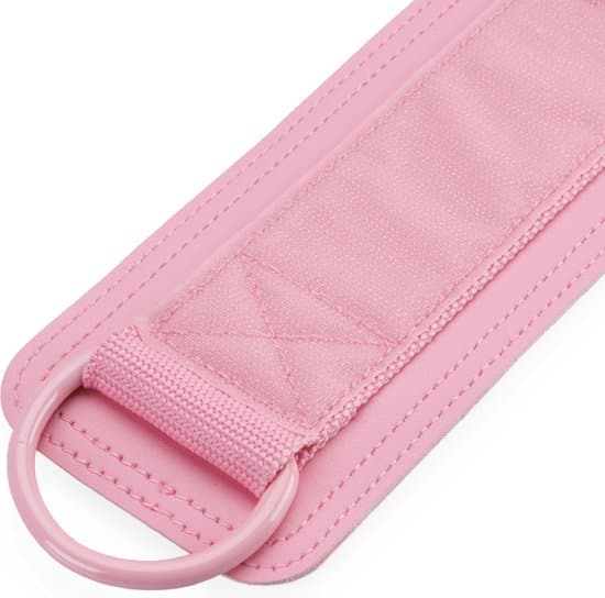 Ankelremmar för kabelmaskin, 2-pack justerbara ankelmanschetter för kickbacks, sätes- och benträning, slitstark polyesterbomull, rosa