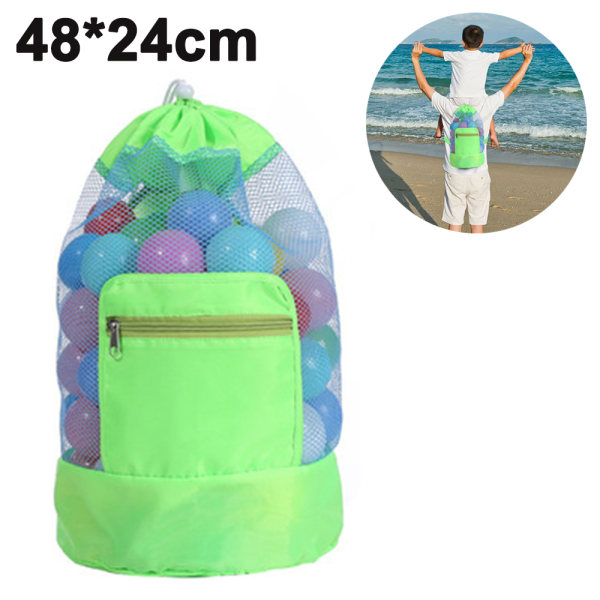 IC Mesh Beach Bag Stor Tote Sand Beach Toy Bag Slitstark ryggsäck