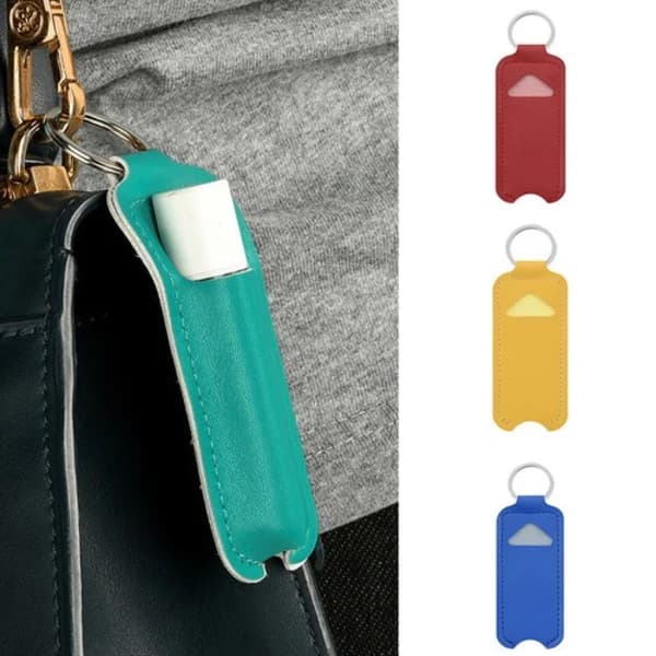 Leather Case Lip Balm Holder Keychain Holder Lipstick Keychain Bag Red Red