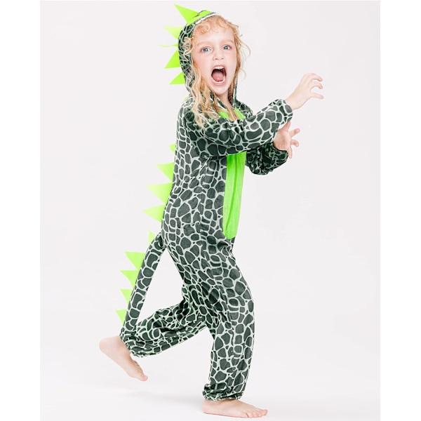 Baby Dinosaur Kostym, Drakkläder Jumpsuit med Huva för Barn, Djurstorlek Pyjamas Grönt-dinosaurie 13-18 månader