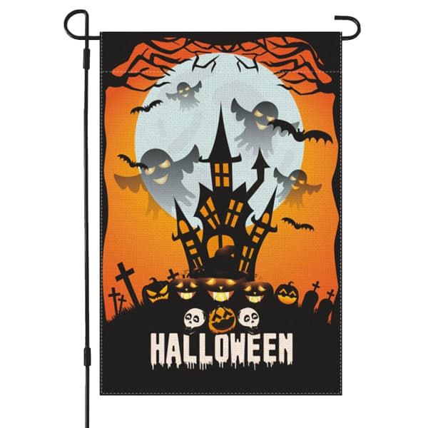 IC Halloween haveflag 12 x 18 tommer, Halloween flag hør