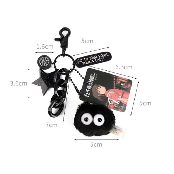 Svart kol-alf nyckelring Spirited Away Hayao Miyazaki Min granne Totoro Briketter Elf docka Skolväska e Accessoarer hårbal