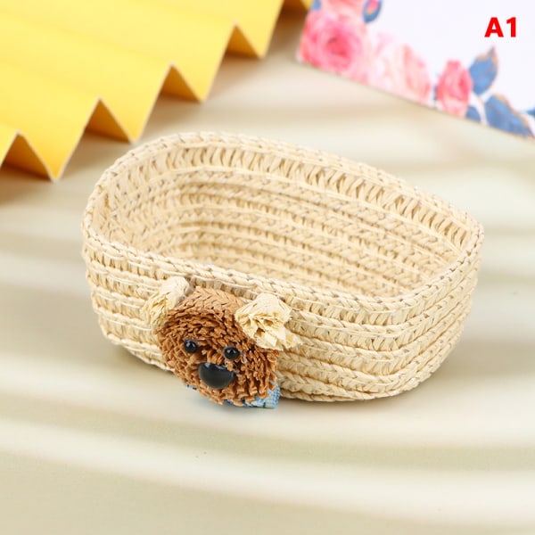 IC 1/12 Dockhus Mini Weave Förvaringskorg Vävda Picknickkorgar D A1