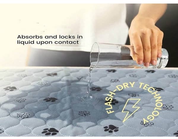 Genanvendelig træningsmåtte til kæledyr, vaskbar absorberende polyestermåtte med skridsikker bagside til hunde og katte, grå 50 x 70 cm