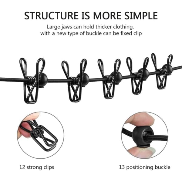 IC 2-pack bärbar klädstreck, 180 cm