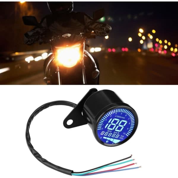 Turteller 66mm Universal Digital LED Turteller Kilometerteller Hastighetsmåler Svart