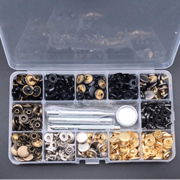 IC 120 st Snap Fasteners Kit 12,5 mm metallknappar med tryckknappar