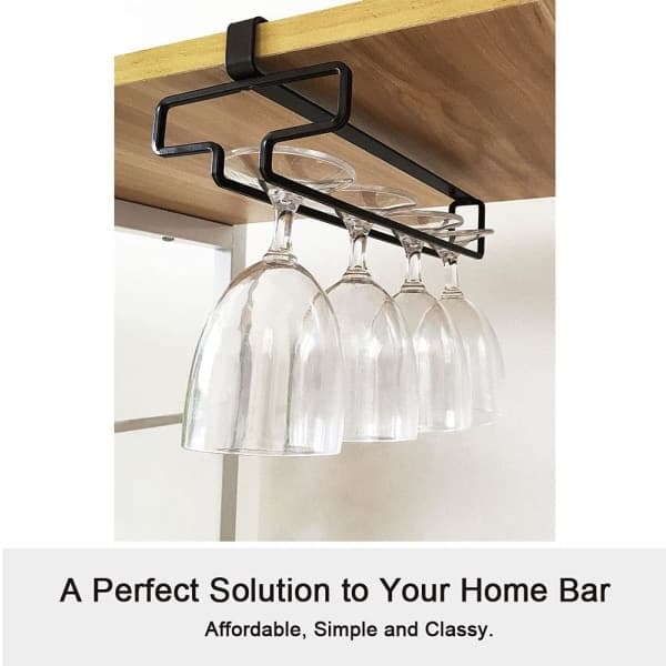 Svart 2-pack vinglashållare Stemware Rackhängare under skåp
