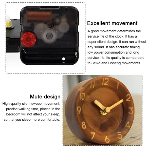 IG Kreativ väckarklocka i massivt trä Mode tränål Mute Walnut