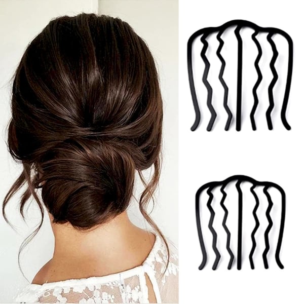 IC 4 stk. Hårsidekamme Vintage Hårgaffelklemme U-formet Fransk Vridkam Hårnål Hårklemme Messy Bun Maker Kvinder Hårstyling Sort