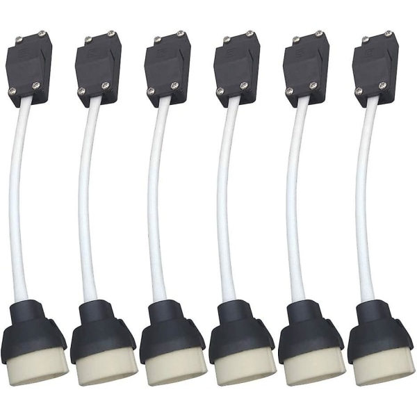 (6-pakning) Gu10 lampholder Keramisk base og sokkel/bro med kabel og isolasjonshylse -