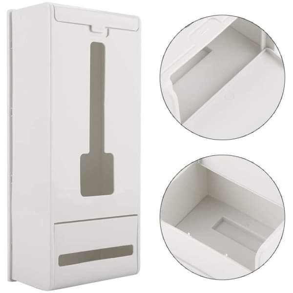 IC Plastpåsdispenser, väggmonterad plastpåsdispenser, soppåsar, förvaringslåda, organizer (vit)