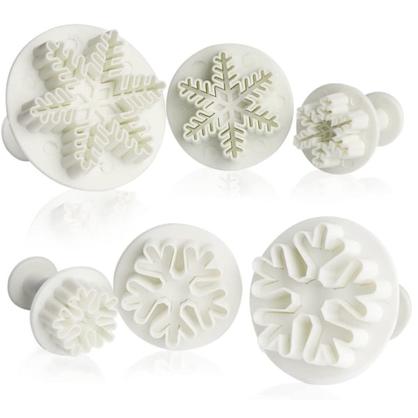 IC 6 stk Fondant Cookie Cutter Snesklinger Cookie Cutter Ejektor Stempel Kage Dekorationssæt