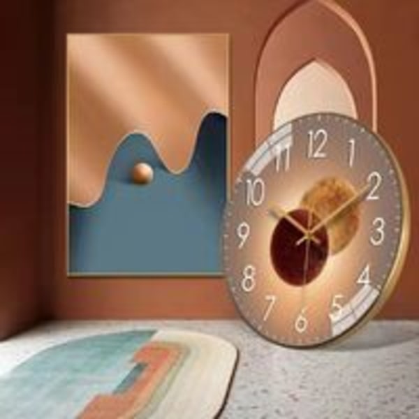 IC 30 cm Modern Design Tyst Väggklocka, Tyst Väggklocka Pendel Väggklocka för Sovrum Kök Vardagsrum, Digital Väggklocka - Roséguld