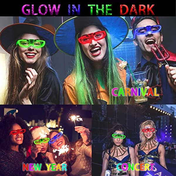 IC 4-pack LED-glasögonfest med 3 ljSLUSlägen för festlig födelsedag Alla hjärtans dag ja Halloween Cosplay (blå+grön+röd+vit)