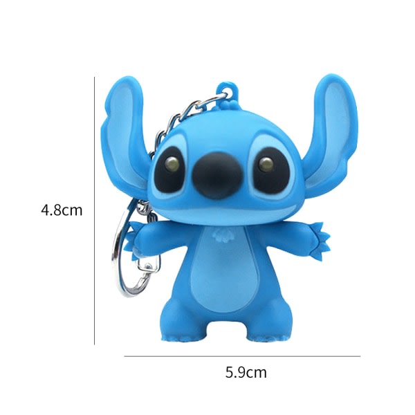 Lilo og Stitch Legetøj Tegnefilm Stitch LED Nøgleringe blå+pink 2 stk IC