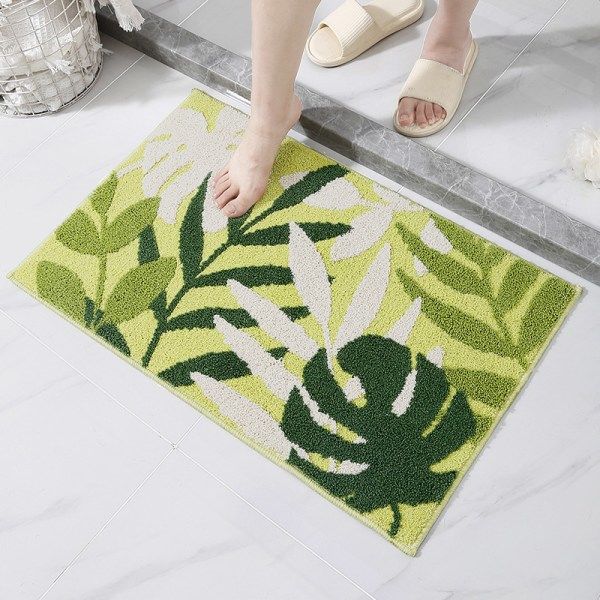 Blad Badematte Mikrofiber Tropiske Baderomsmatter Sterk Vann Absorberende
