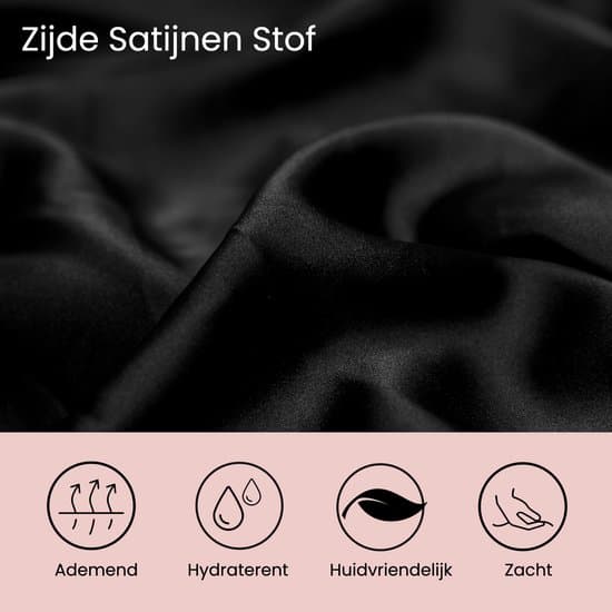 XL Satin-nattehætte til at sove med, ekstra stor sovehætte med silkefølelse og elastikbånd til krøllet, afro og langt hår, sort, 2-pak til kvinder