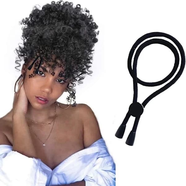 Justerbar Hårsnodd til Tykt Hår Afro Puff Hestehale, Hårflager, Høj Puff