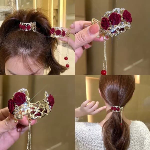 IC Vintage rose hestehale hårklemme med kvast til piger