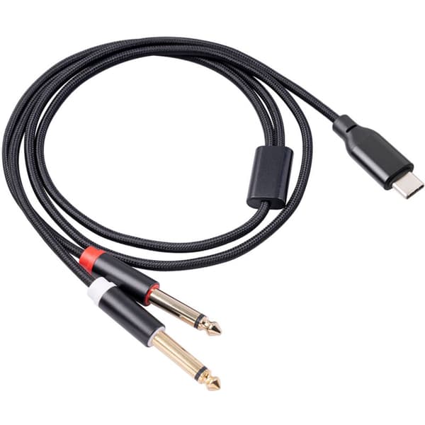 USB C til Dobbelt 6,35 mm Stereo Lydkabel Ledning Type C til Smartphone Multimediehøjttalere, 1 Meter