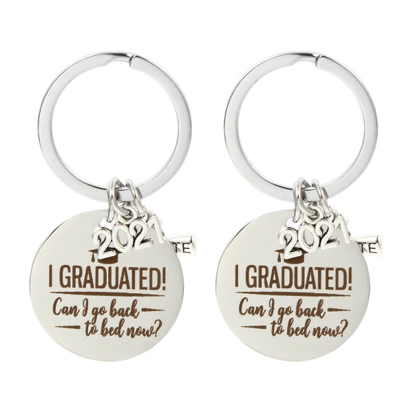 2 stk. eksamens nøglering Nøglering Taske Hængende dekoration Hængende ornament (3X3cm, Sølv) IC