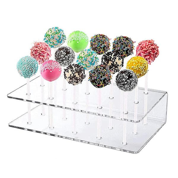 Cake Pop Stand Akryl Slikpindholder med Stabil Base Genanvendelig Ingen Montering til Fester Bryllupper Babyshower Klar 15 Huller