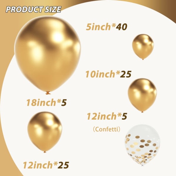 IC Gold Balloon Garland Arch Kit 100-pack 18/12/10/5 tums latex partyballonger Olika storlekar Konfettiballonger Kromballong för förlovning