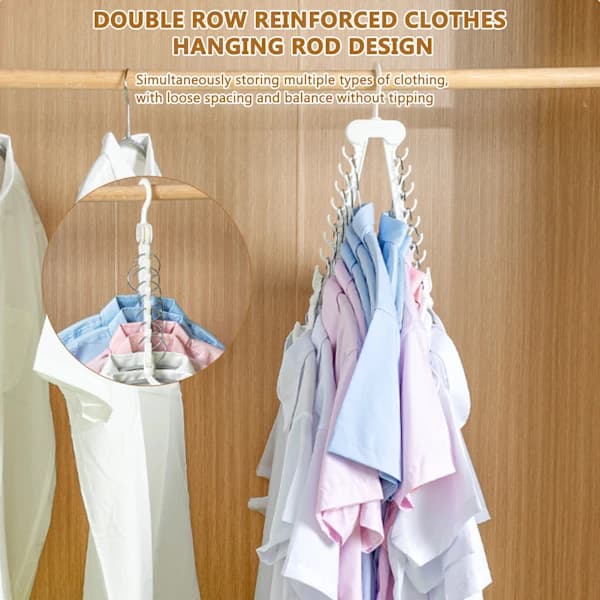 Foldable Clothes Hanger with Multi Wet and Dry, Dual Function, Anti-Drip Hanger for Wardrobes, Home, White White White