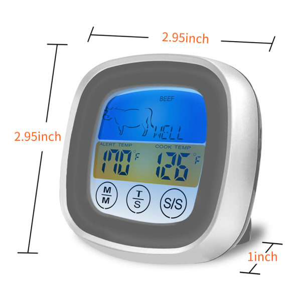 IC (Grå med vit mittram) Digital färgdisplay kökstermometer