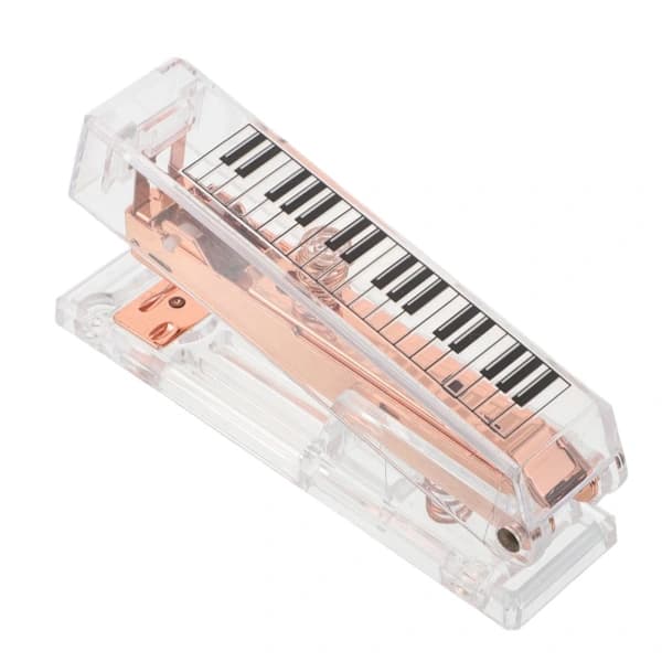 Stapler with Piano Pattern, Transparent, Handheld for Office, Business, Desk, Classroom 1x 1x