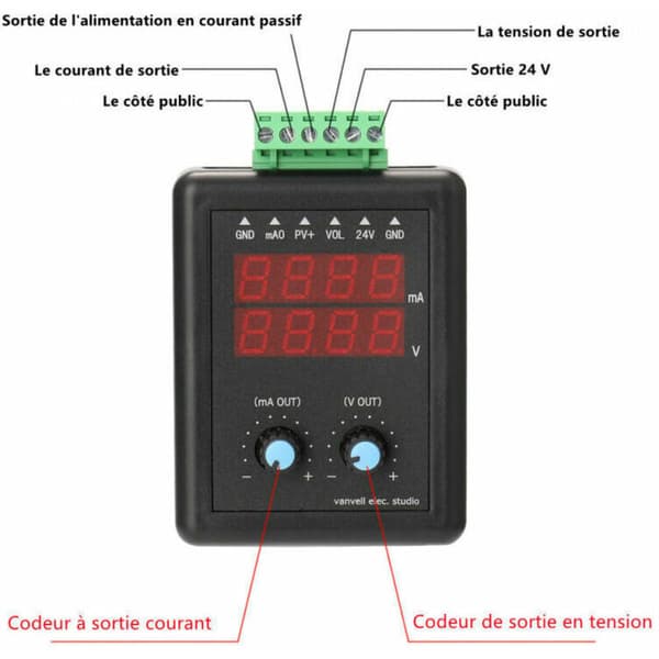 Signalgenerator 4-20Ma 0-10V, 24V Strøm- og Spændingstransmitter, Signalkilde og Konstant Strøm, med Display