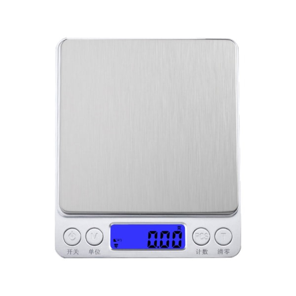 IC Keittiövaaka jopa 2 kg:lle, 0,1 gramman välein, hopea