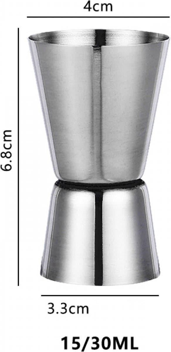 3 stk jigger-sett i rustfritt stål 15/30, 20/40, 25/50 ml - cocktailmålebeger, shotdispenser