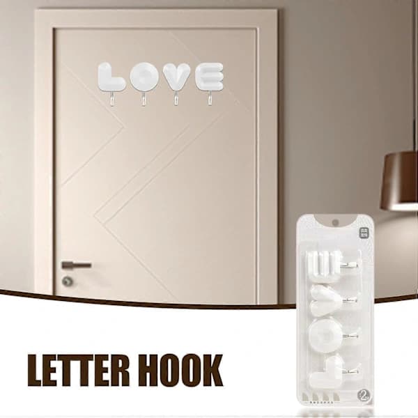 Decorative Wall Hooks | Love Letter Hook | Cute Wall Mounted Hooks | 4 Decorative Towel Hooks (FMY)