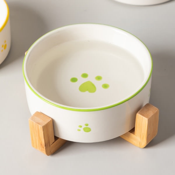 IG Keramik uppvuxna små hundeller kattskålar Djurmatskål green