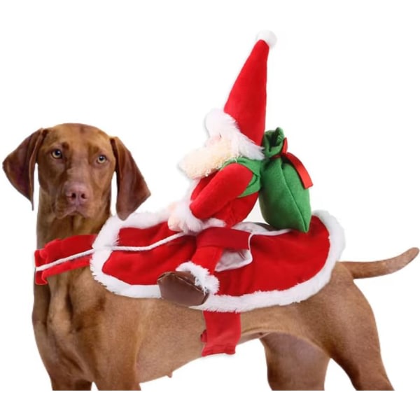 IC Hundjulkostym Husdjurstomteritt Cosplay Valpjuldräkt Hundjuldräkt Rolig festlig katt- och hundportablet set (stor storlek, röd)