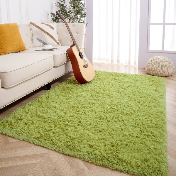 IC Mjuka fluffiga mattor for soverom Barnrum Plysch Shaggy barnkammare matta lurviga mattor-(fruktgrön 40*60cm)