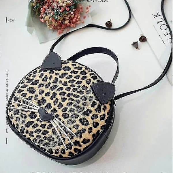 Söt Kattväska Leopard Crossbody Väska Mini Axelväska Handväskor För Barn Kvinnor Tonåringar Flickor (brun)