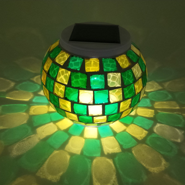 IC Runt vanntätt glassmosaik solljus med fargeskiftende LED for innendørs eller utendørs